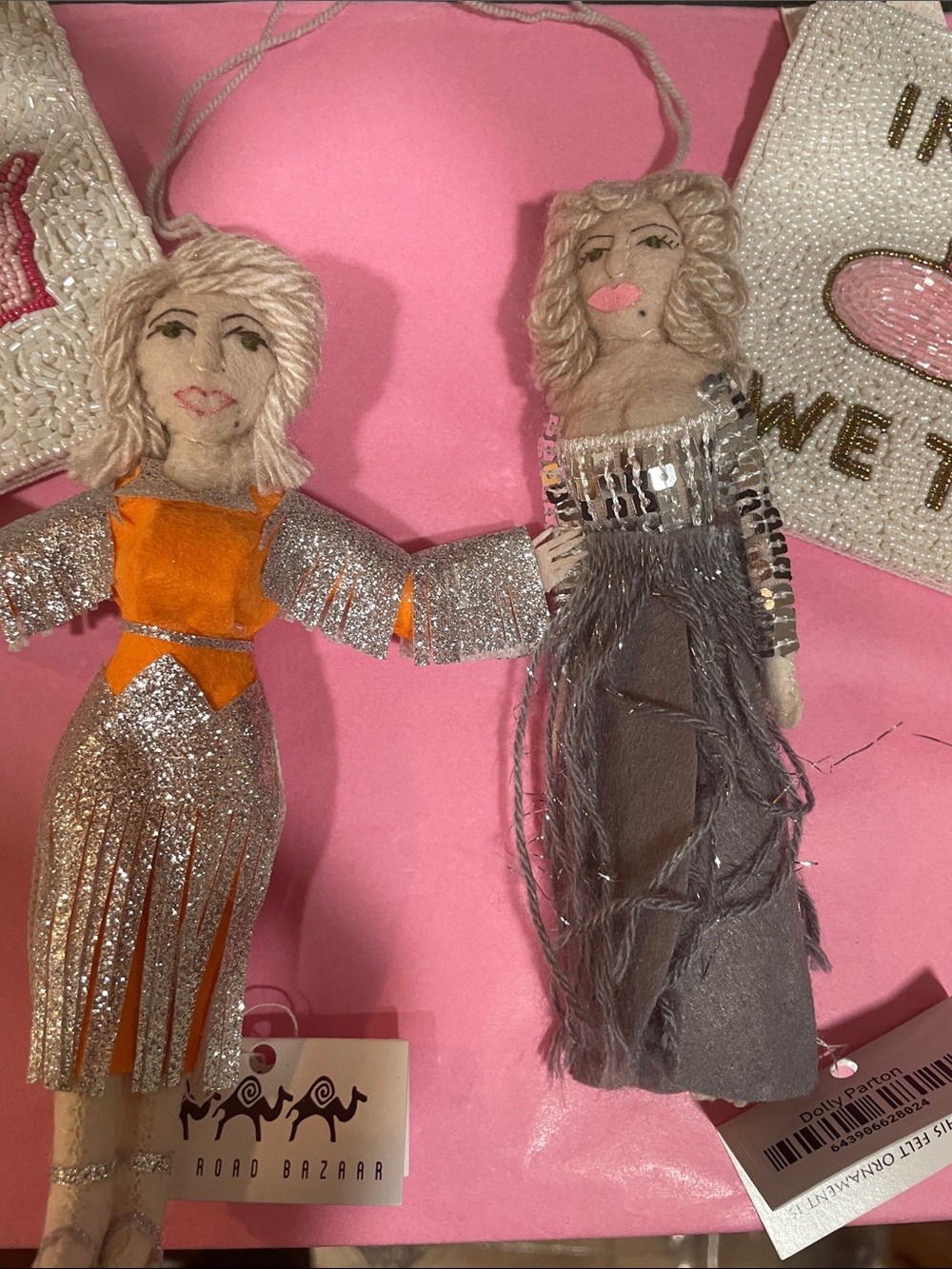 Ya'll Need Dolly Beaded Pouch - Dolly Parton White with Pink Accents - Handmade - Picture 9 of 10